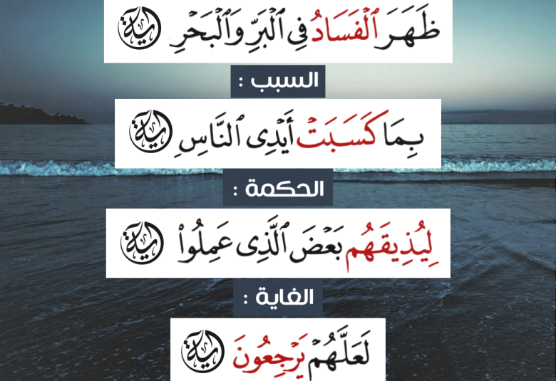 
<span>ظَهَرَ الْفَسَادُ فِي الْبَرِّ وَالْبَحْرِ  </span>
